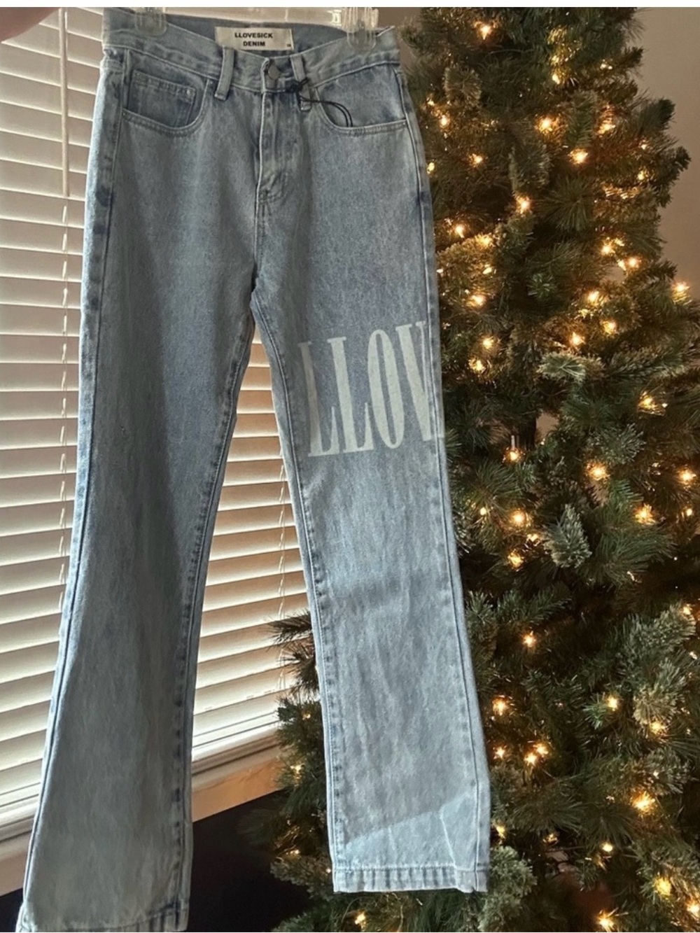 Lovesick Light Blue Denim Jeans with White Waistband Label